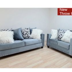 Beautiful Grey Two Piece Sofa Set