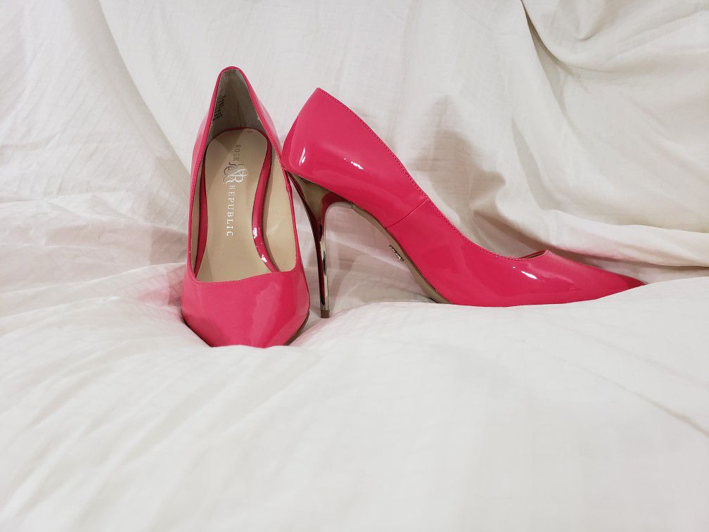 4 inch hot pink and silver high heels