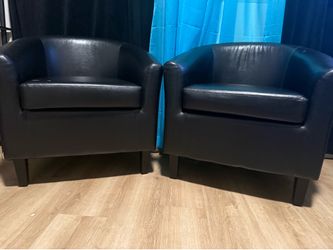 Pair of Black Faux Leather Accent Chairs