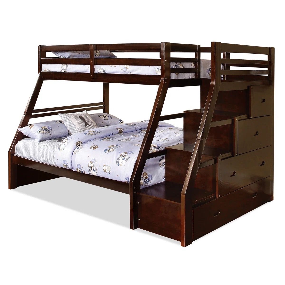 Dark cherry Full/twin bed bunk with drawers