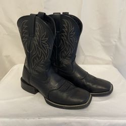 Ariat Black Leather Cowboy Boots Men's Size 9 Square Toe Western