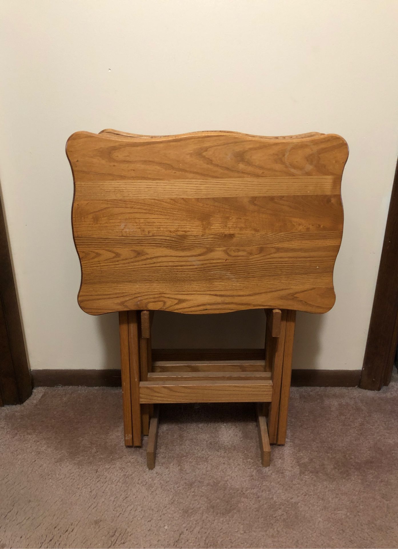 5 piece tray table set - solid wood