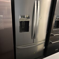 French Doors Stainless Steel Refrigerator 46” Wide New Open Box