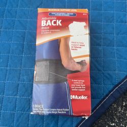 Mueller Adjustable Back Brace Maximum Support Level #6711  one size NIB