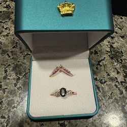 Black Rutilated Quartz Ring Rose Gold Natural Quartz Ring April Birthstone Hexagon Cut Anniversary Gift For Her 