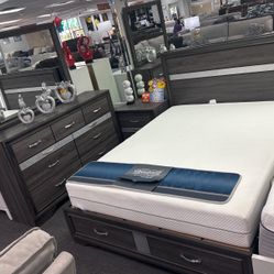 Price Drop‼️Gorgeous Grey 5pc Bedroom Furniture Set Available (Limited Time) Don’t Miss Out $999😱