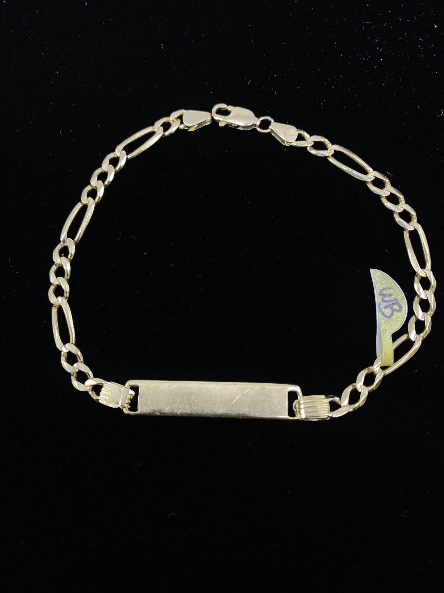 $775 Yellow Gold Figaro ID Link Bracelet