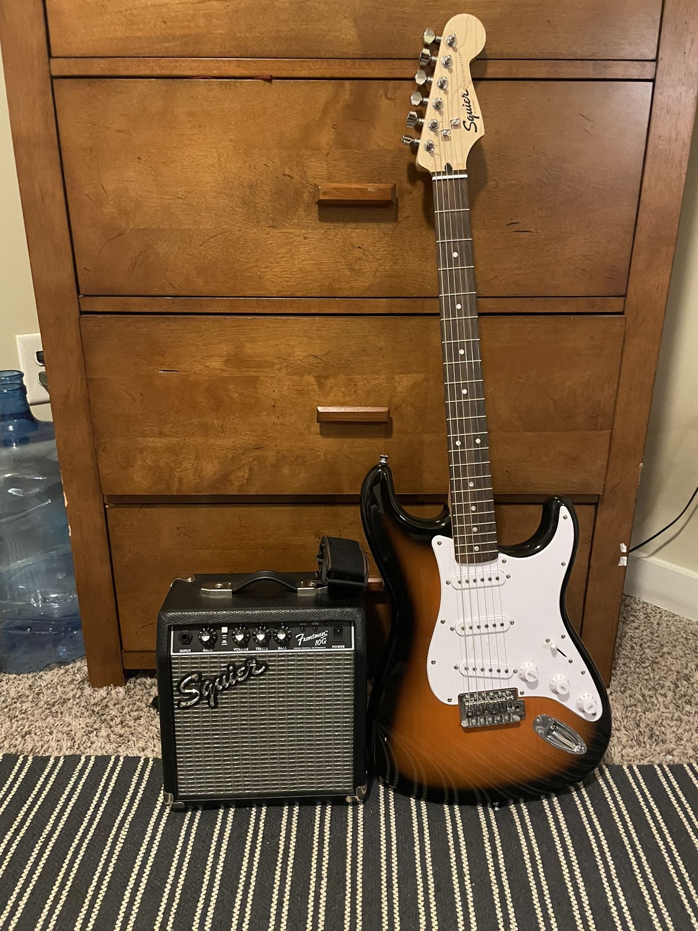 Squier Stratocaster Electric Guitar and Amp