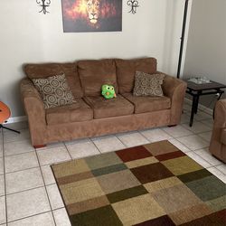 Microfiber Suede Sofa Couch And Bonus Area Rug