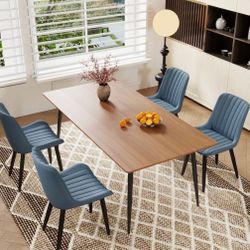 4 Pieces 20in PU Leather Upholstered Dining Chairs, Blue (New in Box)