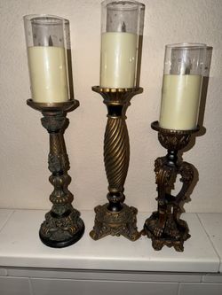 Trio Of Mixed Sculpted Candle Holder