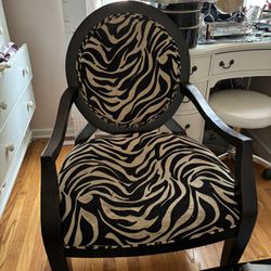 Chair Rounded Back Zebra Print Armchair 26” x 22” seat