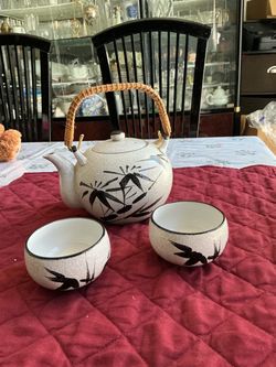 Ceramic Teapot Set with Two Cups