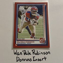 Wan’Dale Robinson New York Giants WR Donruss Short Print Insert Card. 