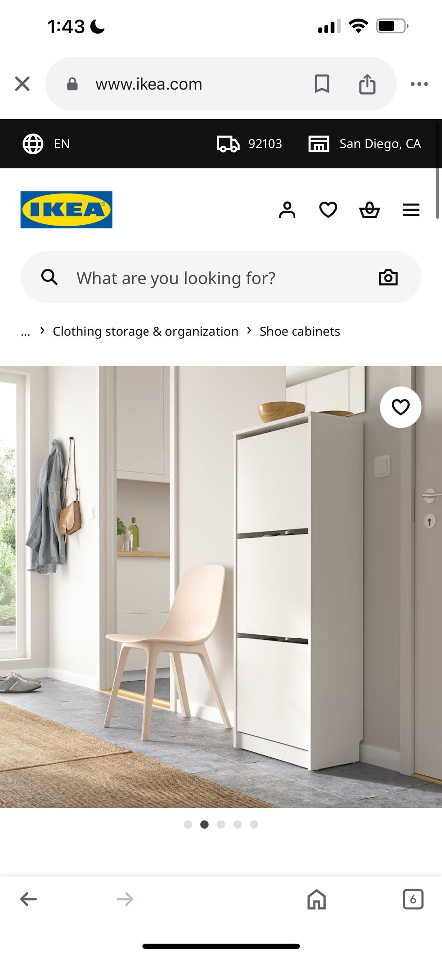 BISSA Shoe cabinet with 3 compartments, Black-brown, 19 1/4x11x53 1/8 "