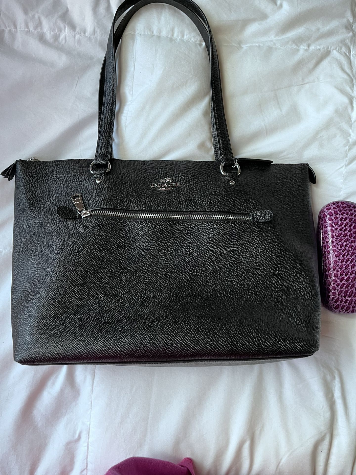COACH black leather tote bag 