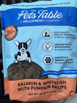 The Pets Table – Air-dried salmon and whitefish dog food with pumpkin (grain-free); 1 lb / 16 oz bag
