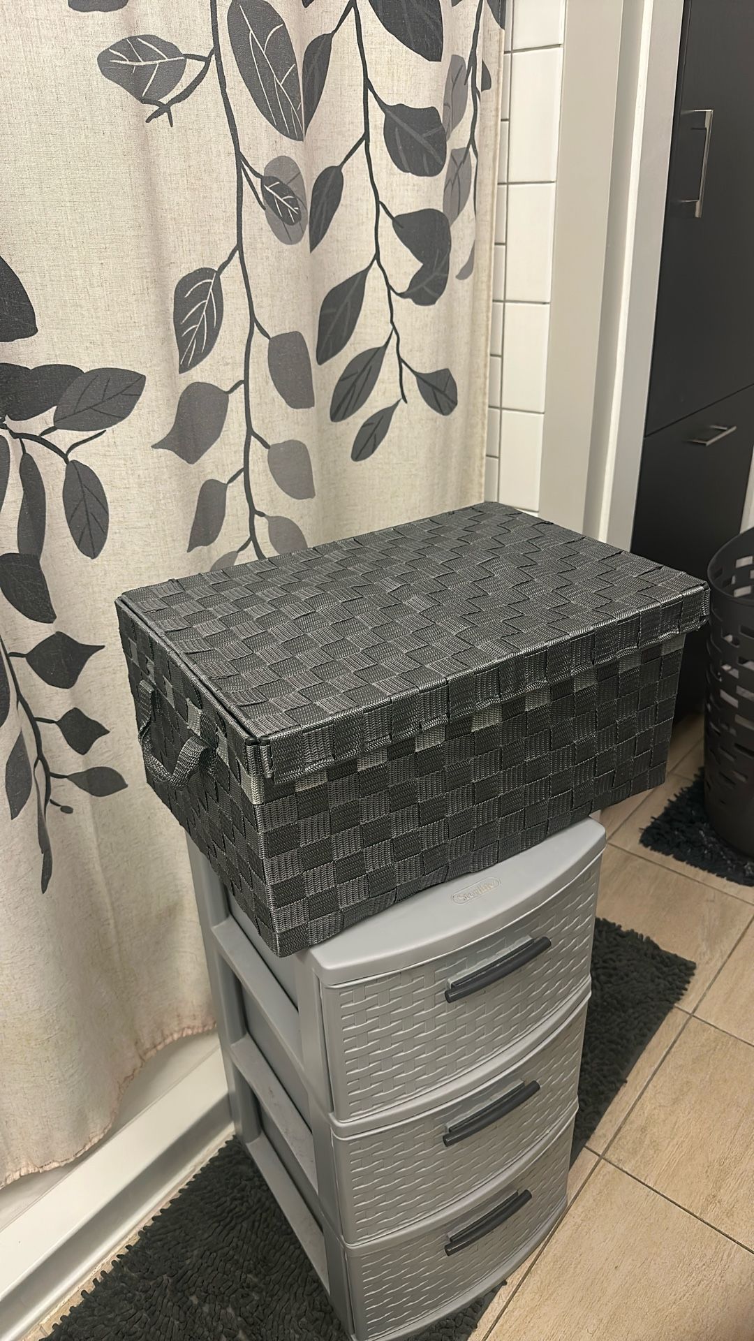 Gray fabric basket
