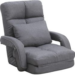 Brand New In The Box- Indoor Floor Chair with Armrest and Pillow Folding Chaise Lounge Sofa 14-Position Adjustable Comfy Gaming Recliner Chair Padded 