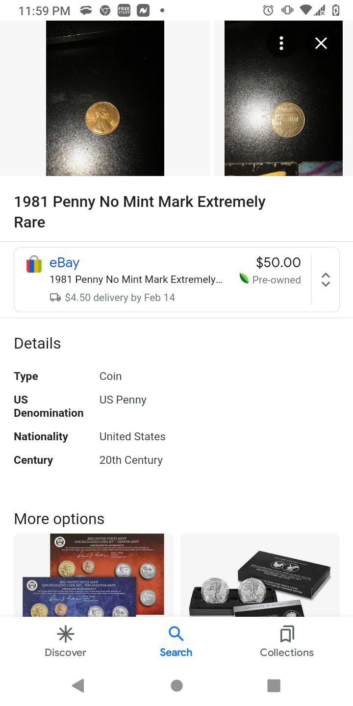 1981 Rare Penny No Designer Initials 