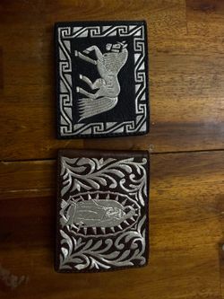 Carteras de piel con hilo de plata