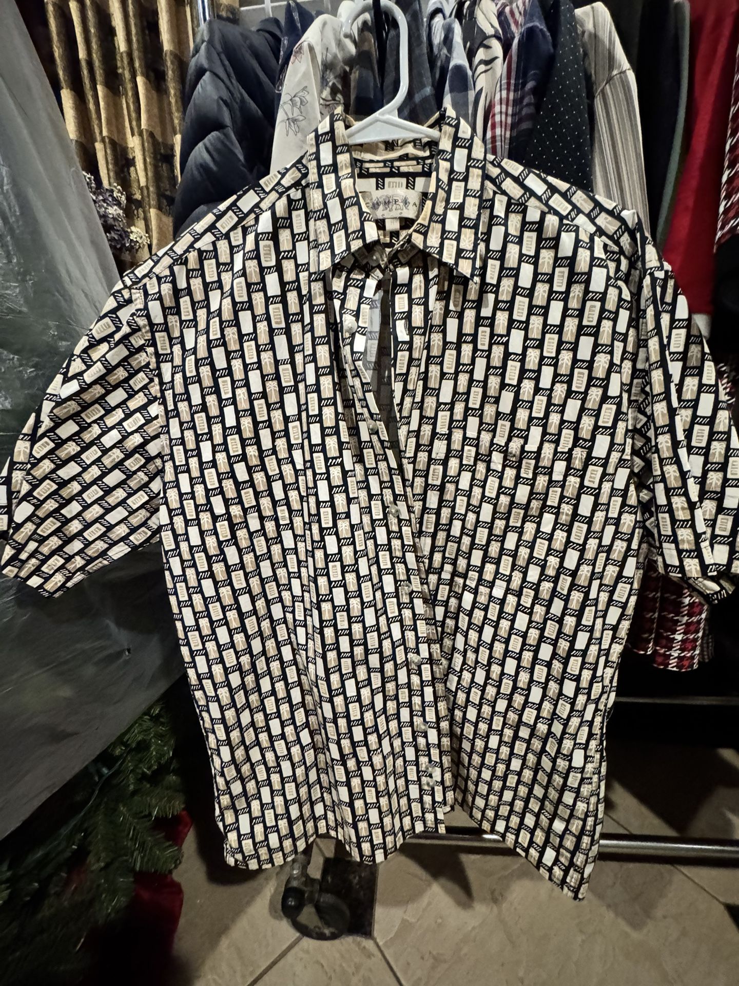 Campia Moda Hawaiian Tropical Casual Button Up Shirt Size M