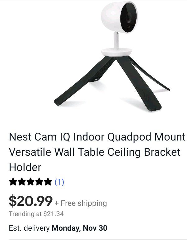 Nest Camera Mount. Flexible mount. Put your nest camera anywhere $15