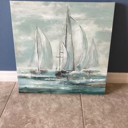 Sailboat Canvas Wall Art -Nautical Decor    -    22 x 22 inches