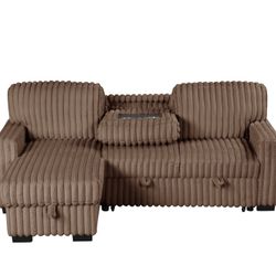 🤩🤩🤩Poland Mocha Reversible Sectional With Pull-Out Bed **NEW ARRIVAL**🤩🤩🤩