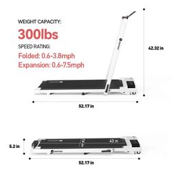 DeerRun A5 Pro Smart 2 in 1 Folding Treadmill White with Handrail