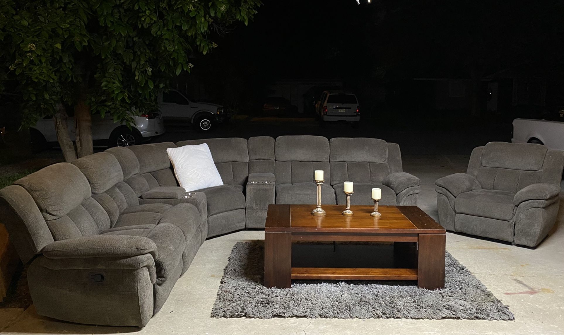 Grey Secctional Recliner Couches