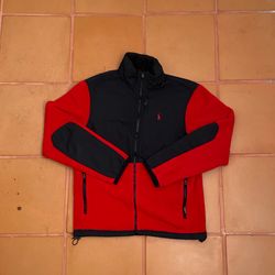 Polo Ralph Lauren red and black polar Tex fleece jacket size Small