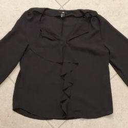 Women's H&M Long Sleeve Blouse Size 10 Black