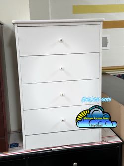 Four drawer white compressed nightstand new chest