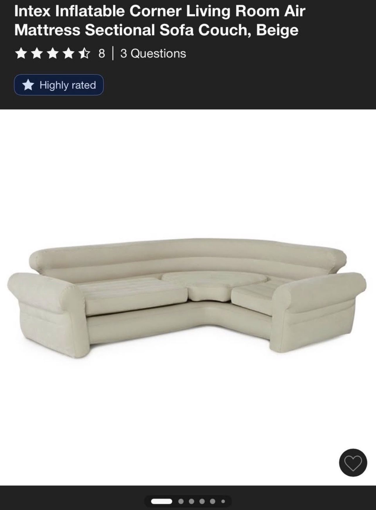 Intex inflatable Corner Couch 