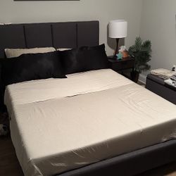 Modern Upholstered Queen Bed Frame – Excellent Condition