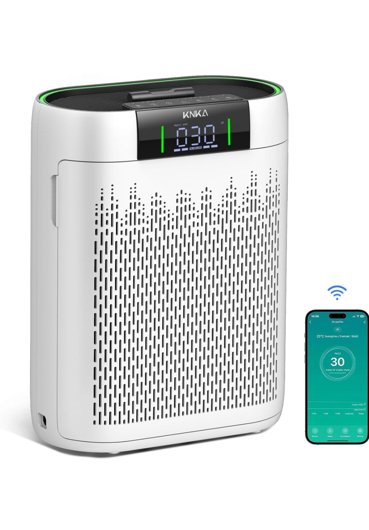 Air Purifiers for Home Large Room Bedroom up to 1740 Ft², Hepa Air Purifier with Air Quality Monitor, Smart WiFi, TRUE HEPA, Sleep Mode, Air Cleaner f