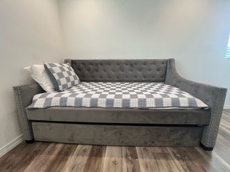 Grey Pull Out Twin Bed