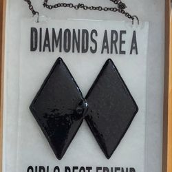 "Diamonds Are A Girls Best Friend" Double Diamond Glass Hanging Art