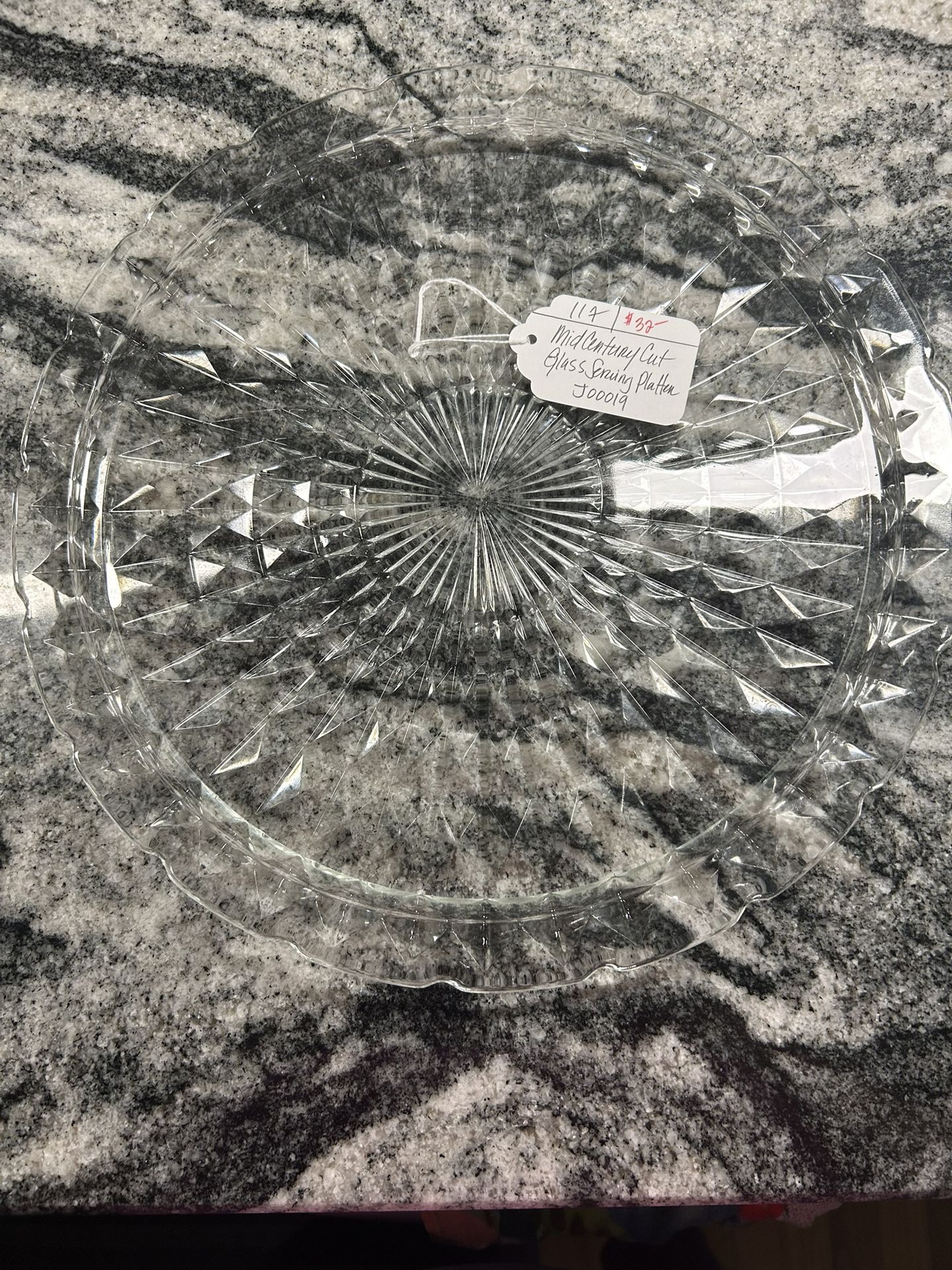 On Sale! Mid-century cut glass platter