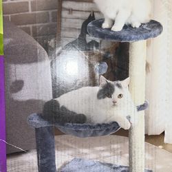 3 level cat tower with hammock new in box opened boxes to check items are complete