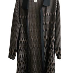 Exclusively Misook Elegant Black and Brown Womens Size Small Open Cardigan
