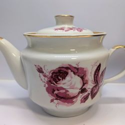 Soviet / USSR Pink Rose Teapot - Collectible
