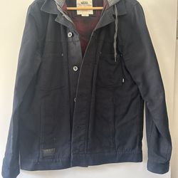 Vans Black Hooded Canvas Jacket Men’s Medium 