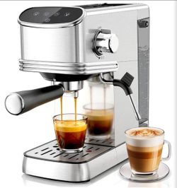 20 Bar Espresso Machine, Espresso Maker with Milk Frother Steam Wand, Removable 45oz Water Tank, Compact Latte & Cappuccino Maker for Home & Office, S