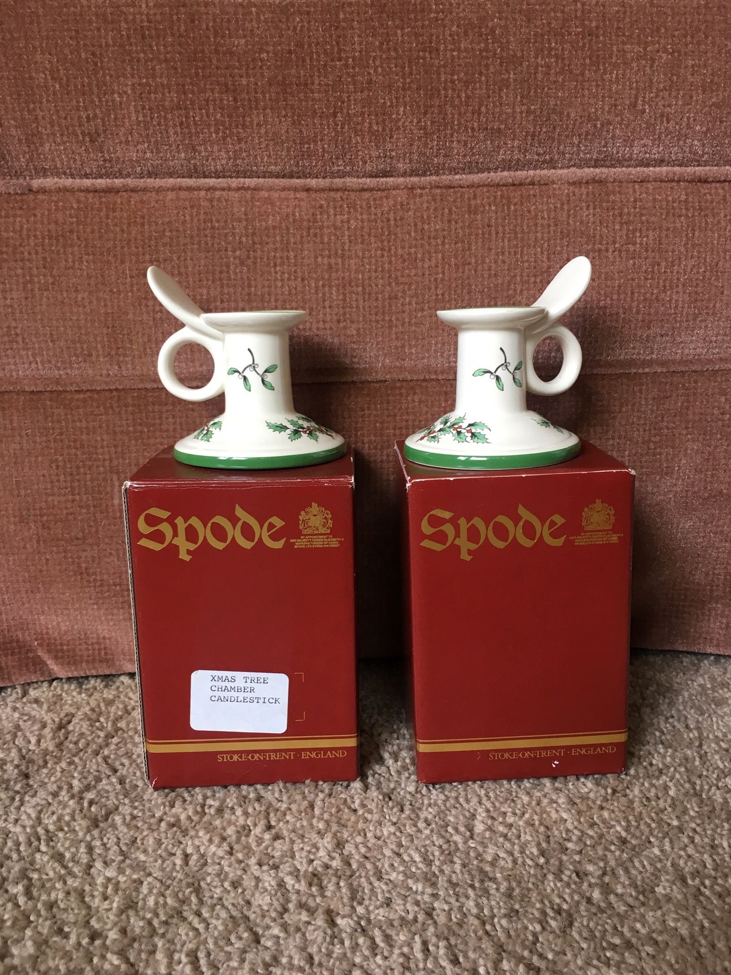 Spode Christmas Candlestick Holders