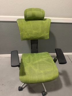 Lime Green & Black Ergonomic Office Chair with Headrest