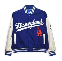 NWT Disney x LA Dodgers Blue and Cream Varsity Jacket By Park Freinds Sz L