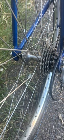 Blue Road Bike Rear Wheel with Cassette
