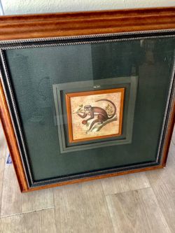2 Lavishly Framed Monkey Prints Hunter Green